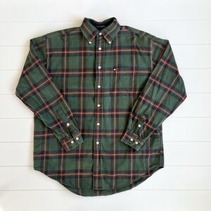 Tommy Hilfiger Green and Red Plaid Men's Shirt